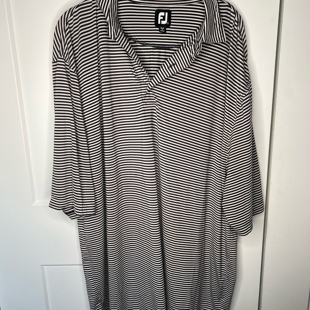 FootJoy Navy Striped Preppy Golf Polo Shirt Men's Size XXL